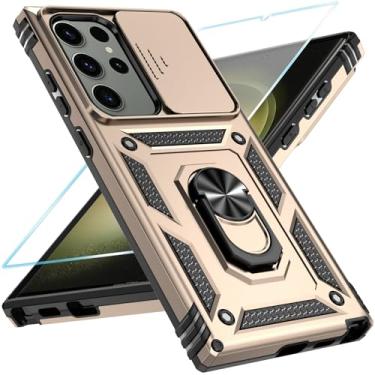 Imagem de SunStory Capa de celular para Samsung Galaxy S23 Ultra com protetor de tela HD e capa de câmera deslizante e suporte de anel girado, [grau militar] [2 em 1] capa de telefone para Galaxy S23 Ultra 6,8