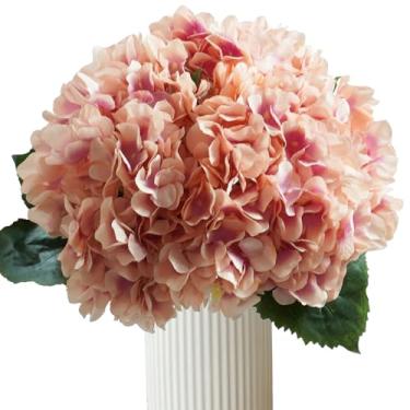 Imagem de Bairdish 4 peças de flores artificiais de hortênsia rosa de toque real, buquês de hortênsias falsas com haste longa para vaso, arranjos florais falsos para mesa de casamento, festa e sala de estar