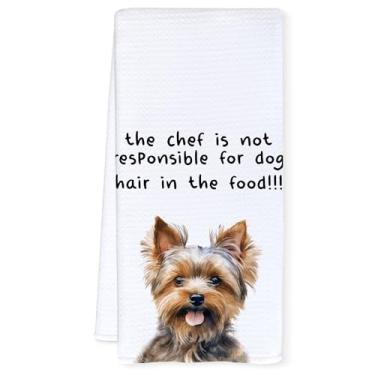Imagem de Qnhij Toalhas de cozinha engraçadas para presentes Yorkie, toalhas de mão para cozinha, decoração de cachorro para casa, toalha de prato de presente de cachorro, presente de Yorkshire, decoração de