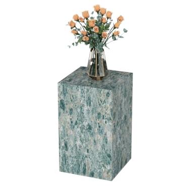 Imagem de Mesa lateral de mármore moderna, mesa de canto quadrada pequena de 50 cm para sala de estar, quarto, salão de exposições, adequada para exibir vasos, estátuas, luminárias de mesa, etc. (MAXCAP: 40,8