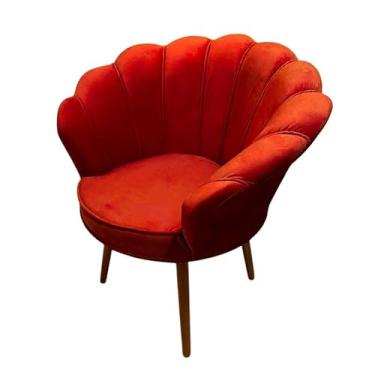 Imagem de Poltrona Decorativa Pétala Luxo em Tecido Veludo com Pés Palito para Sala Quarto e Recepção - Conforto e Sofisticação (Vermelho)