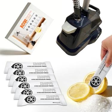 Imagem de xcivi Pacote com 6 pacotes de pó descalcificante para vaporizador de roupas, remove o acúmulo de minerais e melhora a funcionalidade do vapor, compatível com todas as marcas de vaporizador de roupas