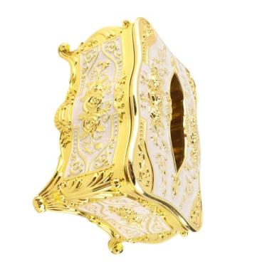 Imagem de Ymiko Capa de Caixa de Tecido Rosa Padrão Ouro Branco, Organizador de Guardanapo Facial Decorativo para Sala de Jantar, Quarto, Cozinha Elegante Suporte de Toalha de Papel