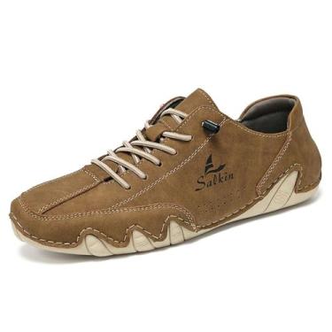 Imagem de mitvr Sapatos de condução masculinos casuais mocassins masculinos modernos tênis confortáveis para caminhada, Dourado, 45