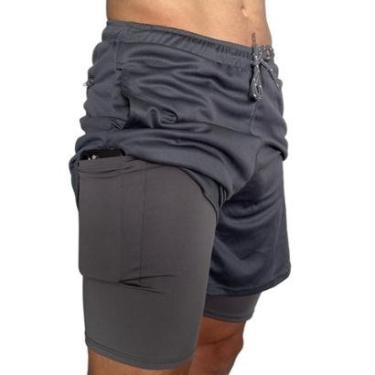 Imagem de Shorts Duplo 2 Em 1 Para Corrida United - preto - xgg-Masculino