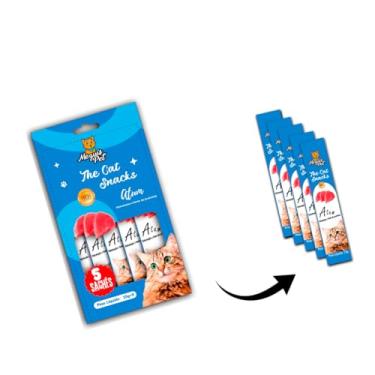 Imagem de Petisco Snack Cremoso p/Gatos Sabor Atum MeguisPet 5 saches 15g Total 75g