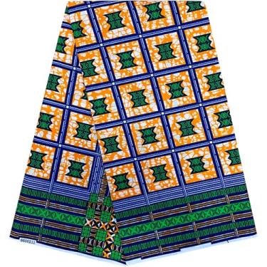 Imagem de HongyuAmy Tecido estampado africano Ankara Wax Fabrics Kente 100% poliéster 6 jardas (A22)