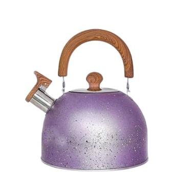Imagem de Chaleira De Aço Inox 2/3/4 Litros com apito pode ser usado Fogão e Indução ideal para chá e café, Ferve Rápido para Café e Chá(Lilas,Chaleira 4Litros)