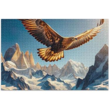 Imagem de Quebra-cabeças para adultos com estampa Eagle Mountains 500 peças de arte de jogos de brinquedo, quebra-cabeças legais para adultos, presentes para amantes de quebra-cabeças, 51 x 35 cm