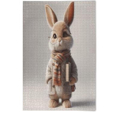 Imagem de Quebra-cabeça adulto 500 peças arte família jogo pintura coelhinho engraçado coelho paisagem quebra-cabeças amantes presentes família, 500 peças, 52 cm x 37,8 cm