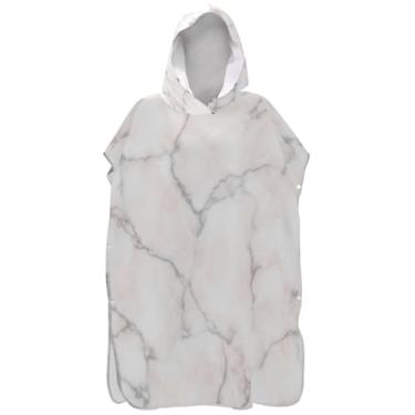 Imagem de Joisal Poncho de surfe plus size trocador de roupão para praia Adul moletom toalha natação branco rosa mármore texturas artísticas femininas ponchos com capuz