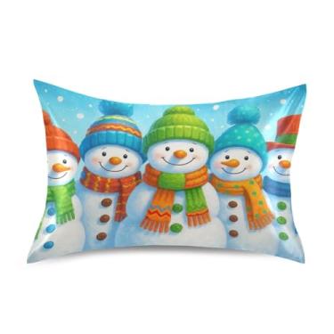 Imagem de Fronhas legais de cetim bonito desenho animado boneco de neve Natal padrão Queen King fronha confortável capa de almofada estética tamanho padrão 66 cm x 50 cm