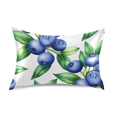 Imagem de Fronhas refrescantes para cabelo, mirtilos, folhas verdes, cetim, animal, rei, rainha, almofadas, presentes, decoração de cama, tamanho king, 101,6 x 50,8 cm