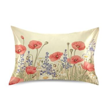 Imagem de Fronha vintage floral floral branca cetim legal impressão refrescante king queen fronha padrão fronha de cama tamanho padrão 66.0 cm x 50.8 cm