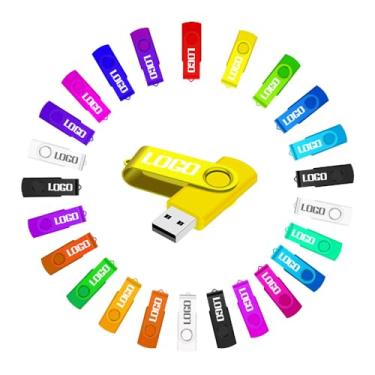Imagem de Unidades USB giratórias personalizadas em massa, pen drive giratório personalizado com logotipo, pen drives de metal para publicidade comercial, presentes corporativos, feiras, embalagem personalizada