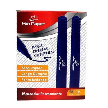 Imagem de Caneta Marcador Permanente para Retroprojetor, Azul, Polipropileno, 13,5cm x 3cm, Secagem Rápida, 12 Unidades