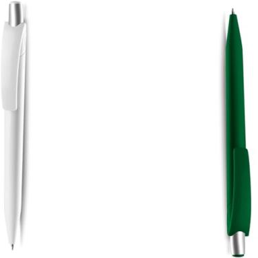 Imagem de Caneta Esferográfica Retrátil Executiva, Azul, Metal e Plástico, Escrita 0.7mm, Acabamento Fosco, Grip Metálico, Design Cilíndrico, para Escrita Geral (Branco e Verde)