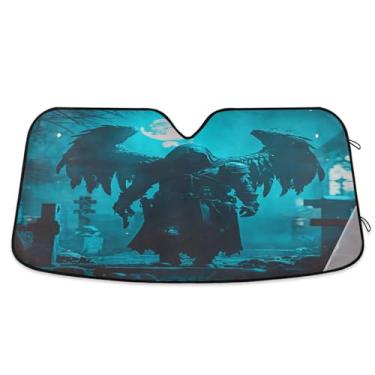 Imagem de Anjo escuro com foice persianas de janela de carro para-brisa frontal proteção UV SUV para-sol para para-brisas pequeno
