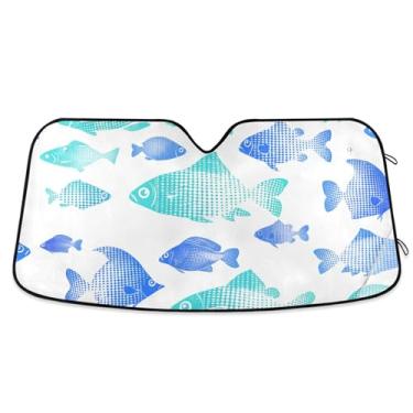 Imagem de Toldo de sol variado com bolinhas azuis e verdes para para-brisas de carro engraçado personalizado retrátil caminhão janela de carro persianas para-brisa frontal L, 144,8 cm x 80 cm