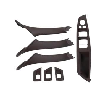 Imagem de Compatível para BMW Série 5 F10 F11 523i 525i 528i 530i LHD RHD Bege Preto Marrom Oyster Porta interna do carro Apoio de braço dentro do conjunto de maçaneta de tração(RHD Moka)