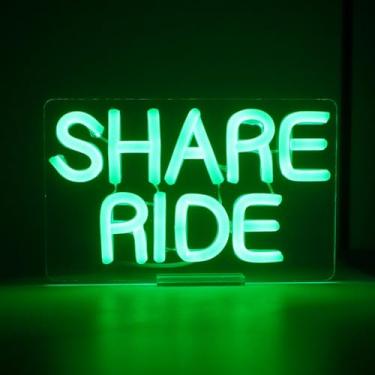 Imagem de Placa de luz neon Share Ride, decalque de carro com placa de LED para para-brisa, painel de instrumentos de táxi com suporte de acrílico, acessórios com logotipo iluminado para motoristas