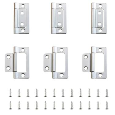 Imagem de ZZHXSM Dobradiças de porta sem encaixe, dobradiças de armário dobráveis de 5 x 2,5 cm, ferragens para móveis vintage, dobradiças de porta antigas com parafusos, adequadas para portas, janelas