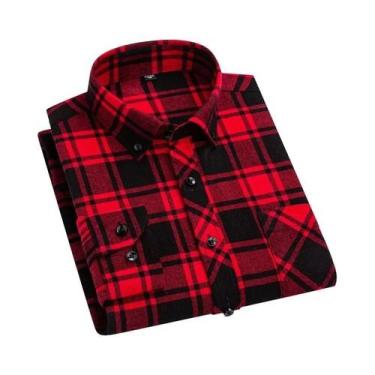 Imagem de Camisa Masculina plus Size 7XL 8XL De Algodão Xadrez Manga Longa Casua