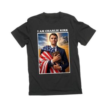 Imagem de Camiseta Unissex Charlie Kirk Patriótica Cristã Jesus Estilo Americano