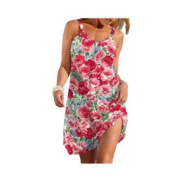 Imagem de Vestido Slip Étnico Boho Feminino Casual De Verão Saia Solta Para Uso 