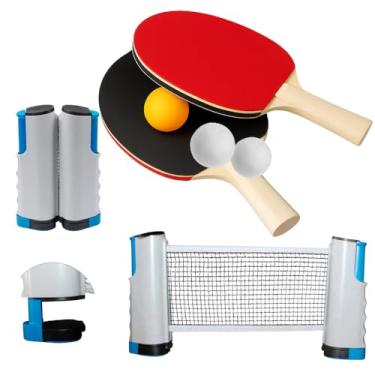 Imagem de Kit 2 Raquete Rede Retrátil 1,80 mts 3 Bolinhas Tênis De Mesa Ping Pong Profissional Adapte na Mesa