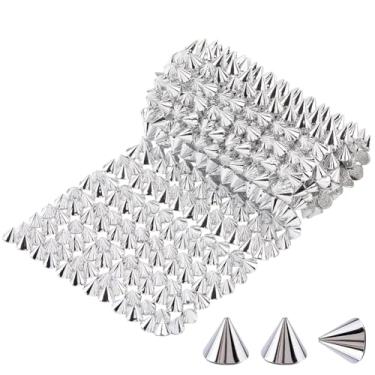 Imagem de CRASPIRE 12 linhas de costura em pontos, cone de pino de plástico prateado, cones de bala, guarnição de contas, cola, rebites planos, 0,5 metros para roupas punk rock, sapatos, artes de casamento