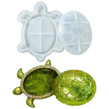Imagem de UR URLIFEHALL 3 conjuntos de moldes de armazenamento de resina epóxi tartaruga silicone caixa de joias com tampa para armazenamento, colar, artesanato, suporte de vela faça você mesmo