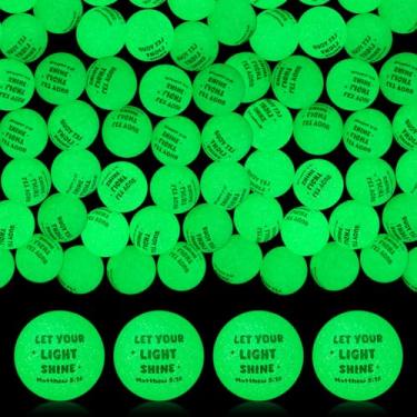 Imagem de Seenelling 24 peças de versículo da Bíblia que brilham no escuro, bolas saltitantes de 32 mm de altura de borracha para crianças, lembrancinhas de festa de cristão, presente de aniversário para sala