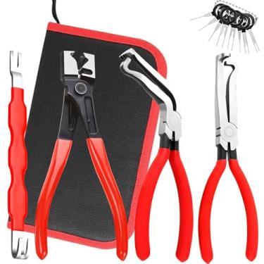 Imagem de Silkivana Kit de alicate de desconexão elétrica automotiva de 4 peças - Separador de conector de aço de alto carbono com alicate reto e 60°, alicate de braçadeira de mangueira para carros, caminhões