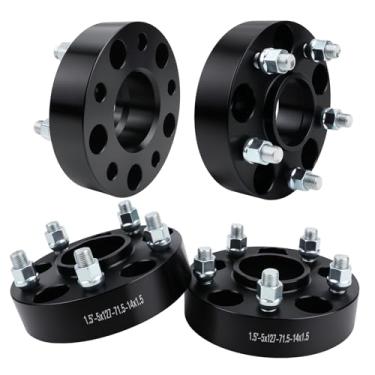 Imagem de Autodevil Espaçadores de roda 5 x 5 3,8 cm PCD 71,5 mm furo do cubo M14x1,5 pinos adaptadores de roda CNC de alumínio 4 peças acessórios de roda de carro peças adequadas para Durango Gladiator JT