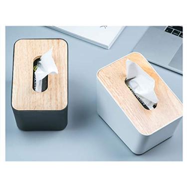 Imagem de Suporte de caixa de lenços multifuncional suporte de caixa de lenços para escritório em casa capa de plástico caixa de lenços moderna minimalista capa de lenços de madeira caixa de lenços de papel