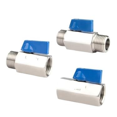 Imagem de 1 peça 1/8 1/4 3/8 1/2 3/4 1/2 3/4 2.5 cm BSPT mini rosca de válvula esférica SS304 ferragens para máquina de cervejaria (12, M-F)