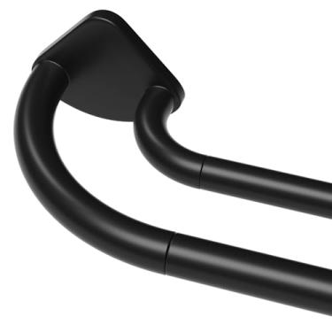 Imagem de PeSenp Varão de cortina duplo preto de 81 a 142 cm, haste blackout para janelas, haste de cortina dupla telescópica de 16/20 cm, fácil instalação para aluguéis e apartamentos