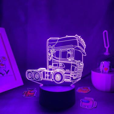 Imagem de Luz noturna, LED 3D, que muda de cor, carros, caminhões, cabeças para crianças