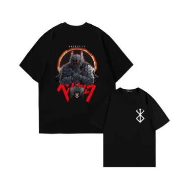 Imagem de Camiseta Masculina Preta Berserk Anime Com Estampa Gráfica De Guts, Es