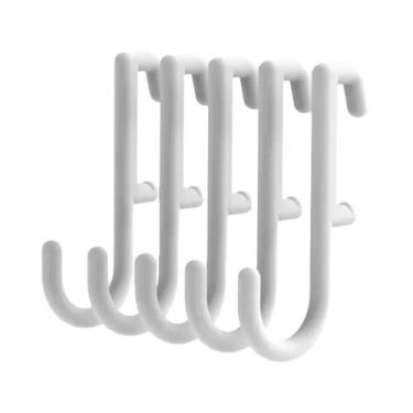 Imagem de Prateleira De Armazenamento Montada Na Parede Branca Com Ganchos Organ