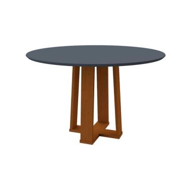 Imagem de Mesa de Jantar Redonda com Tampo de Vidro Isabela Cinza e Ype 117 cm