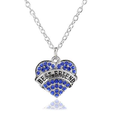 Imagem de Colar com pingente de coração de strass para melhor amigo, presente de aniversário, presente de amizade, One Size, Aço inoxidável, Sem Pedra Preciosa