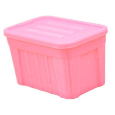 Imagem de TTETTZ Organizador de enfeites em miniatura na escala 1/12 com tampa para acessórios de maquetes de cenários, Rosa