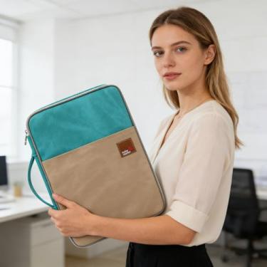 Imagem de Bolsa de arquivo de documentos A4/organizador universal de equipamentos de viagem/bolsa de acessórios eletrônicos verde cáqui