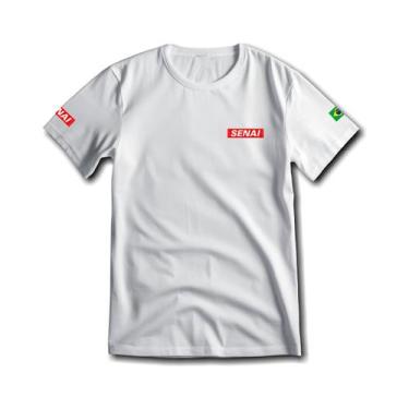 Imagem de Camiseta Uniforme Senai Escolar Branca Logo Bordado - 77 Esportes, PP,