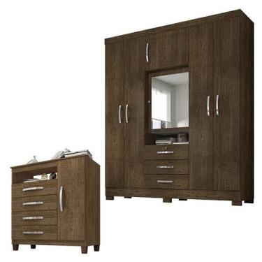 Imagem de Guarda Roupa Casal Imperial com Cômoda Sapateira Cannes Malbec  Incorp