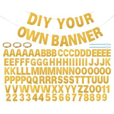 Imagem de DS. DISTINCTIVE STYLE Kit de faixa dourada DIY com 107 letras, 3 bobinas, 2 agulhas, faixa personalizada personalizável para festas, casamentos, celebrações