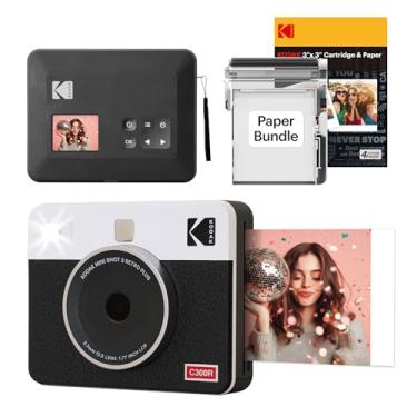 Imagem de Kodak Mini Shot 3 Retro - Câmera Instantânea e Impressora Fotográfica 2 em 1 (60 folhas), foto 7,6 x 7,6 cm, compatível iOS e Android, Bluetooth,4PASS alta definição e acabamento laminado – Branca