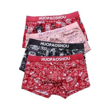 Imagem de Cuecas Boxer Masculinas De Cintura Baixa Em Cetim Com Estampa Divertid